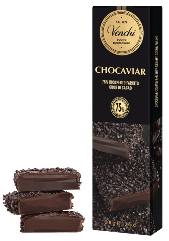 Chocoviar Bar, chocolat noir a la creme au chocolat, Venchi - 200g - Morceau