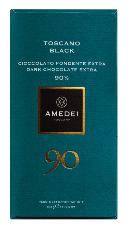 Le Tavolette, Toscano Black 90%, Dark Chocolate 90%, Amedei - 50g - piece