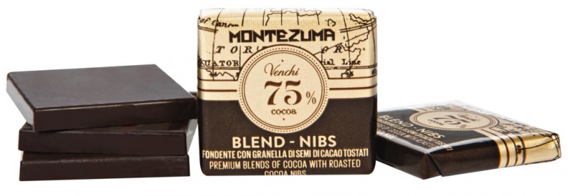 Grandblend Montezuma grue 75%, sfuso, chocolat noir 75% aux eclats de cacao, Venchi - 1 000g - kilos