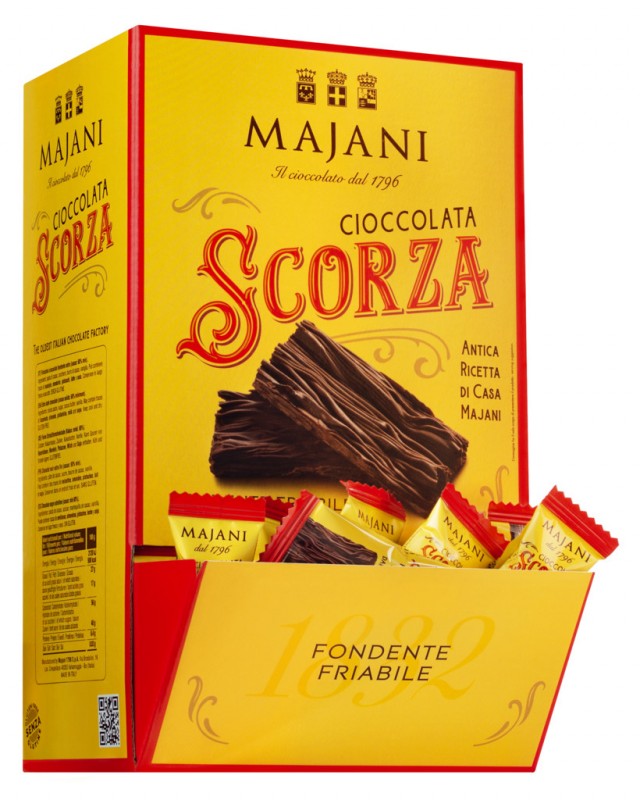 Canard fondant Scorza Cioccolata 60%, chocolat extra noir fin, presentoir, Majani - 700g - afficher