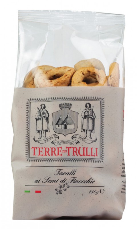 Taralli ai Semi di Finocchio, biscuits sales aux graines de fenouil, Terre dei Trulli - 250g - sac