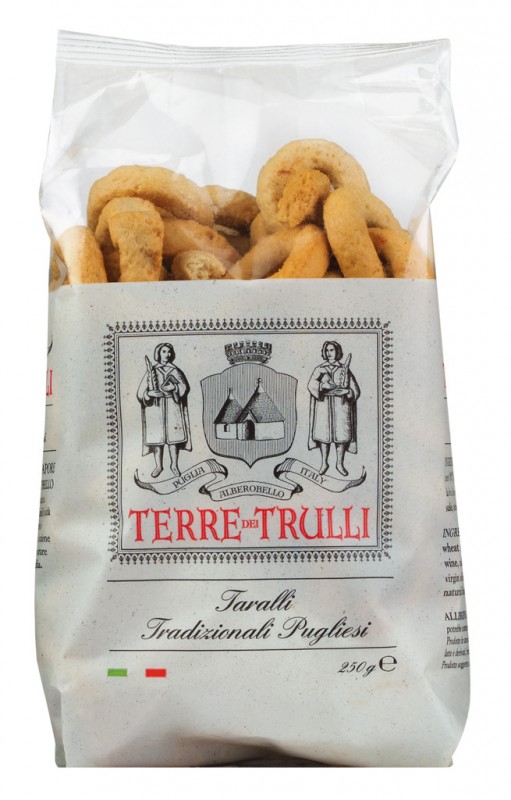 Taralli Tradizionali Pugliesi, biscuits sales a l`huile d`olive extra vierge, Terre dei Trulli - 250g - sac