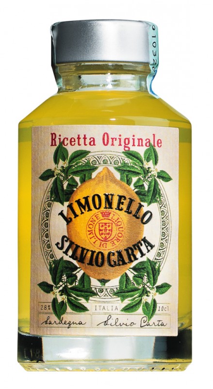 Limonello Ricetta Originale, citronlikør, mini, Silvio Carta - 0,1 l - flaske