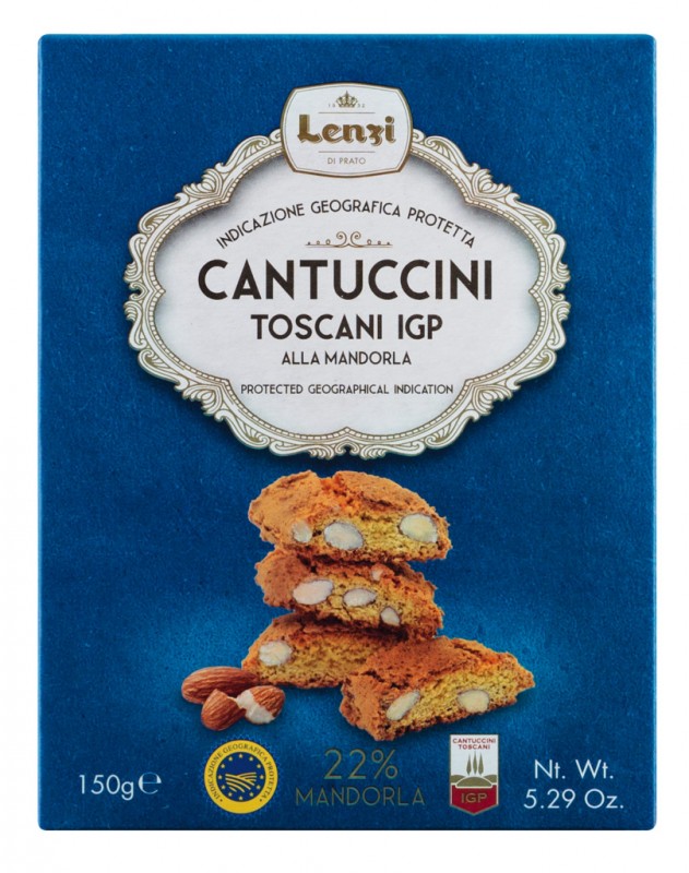 Cantuccini toscani IGP toute mandorle, biscuits toscans aux amandes, Lenzi - 150g - paquet