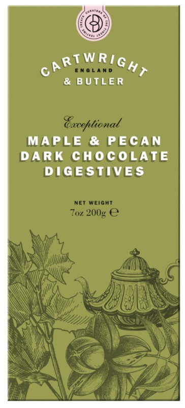 Maple & Pecan Digestive Biscuits, Gebäck mit Ahornsirup und Pekanuss, Packung, Cartwright & Butler - 200 g - Packung