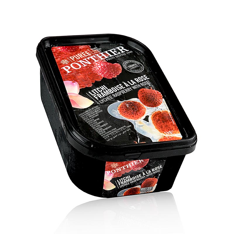 Ponthier Püree - Lychee, Himbeere, Rose & Rohrzucker (Cocktailbase) - 1 kg - Pe-schale