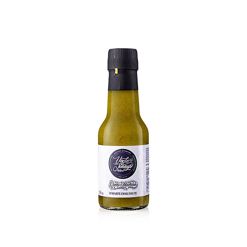 Onkel Jonnys Hot Sauce GRØN MASKINE, varm chilisauce - 150 ml - flaske