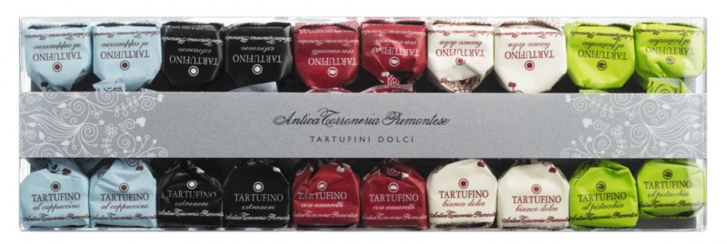 Tartufini dolci misti, astuccio da 20 pezzi, mini truffes au chocolat melangees, caisse de 20, Antica Torroneria Piemontese - 140g - paquet