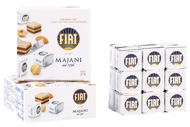 Dadino Fiat Classico, chocolats etages, creme de noisettes et d`amandes, Majani - 182g - paquet