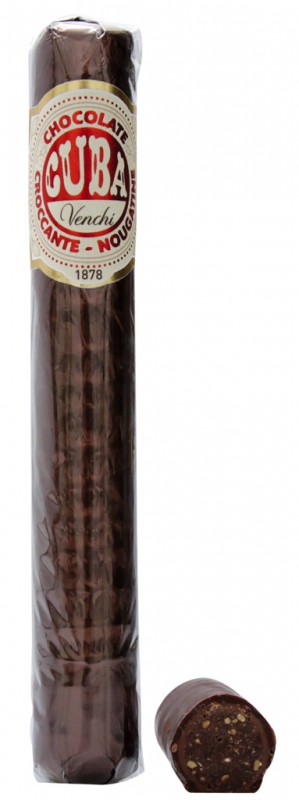 Nougatine a la Truffe Cigare Chocolat, cigare noir a la creme de cacao noisette, Venchi - 100g - Morceau