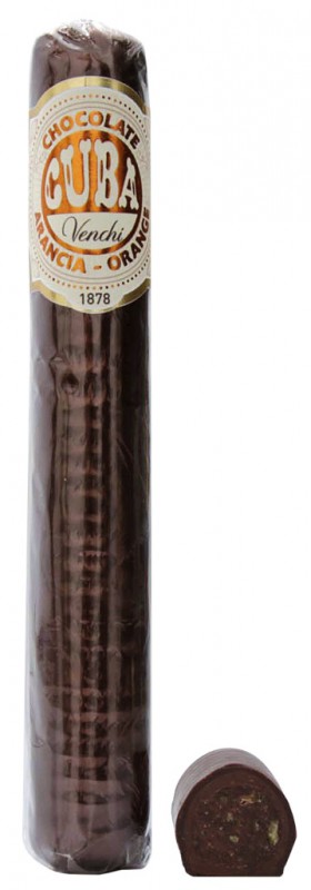 Chocolate Cigar Orange, cigare noir a la creme de cacao aux ecorces d`orange, Venchi - 100g - Morceau