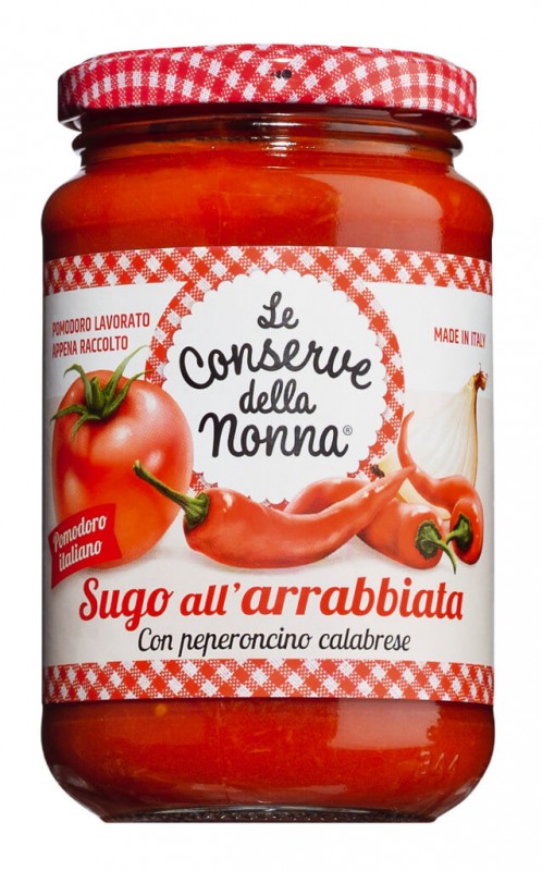 Sugo all` arrabbiata, sauce tomate au piment, epicee, Le Conserve della Nonna - 350g - Verre