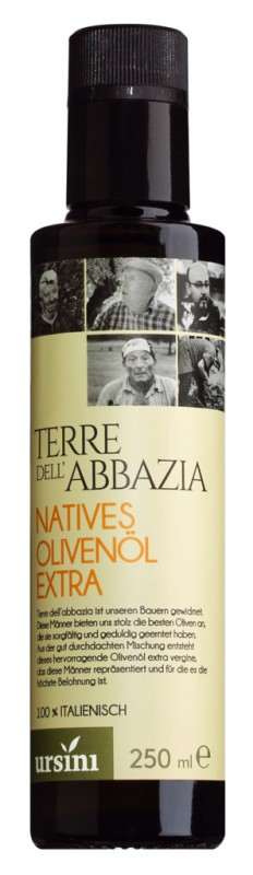 Terre dell`Abbazia ekstra jomfru olivenolie, Terre dell`Abbazia ekstra jomfru olivenolie, Ursini - 250 ml - flaske