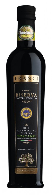 Olio extra vierge Riserva Castel Vecchio IGP, Huile d`olive extra vierge Riserva Castel Vecchio, Frantoio Franci - 500ml - bouteille