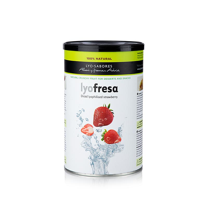 Lyo-Sabores, cubes de fraises lyophilisees, 6-9mm - 70g - Boite a aromes