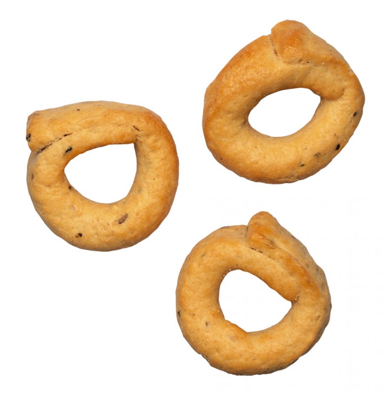 Taralli al Pomodoro e Origano, biscuits sales a la tomate et a l`origan, Terre dei Trulli - 250g - sac