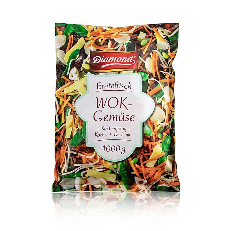 Legumes au wok, tranches, avec racine de lotus, chataigne d`eau et bambou - 1 kg - sac