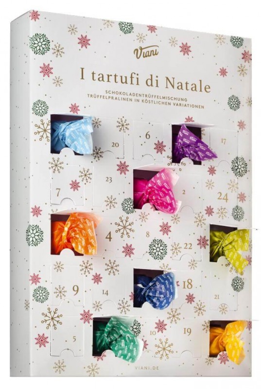 Calendario dell`Avvento I tartufi di Natale, Adventskalender met gemengde Tartufi dolci, Viani - 350g - deel