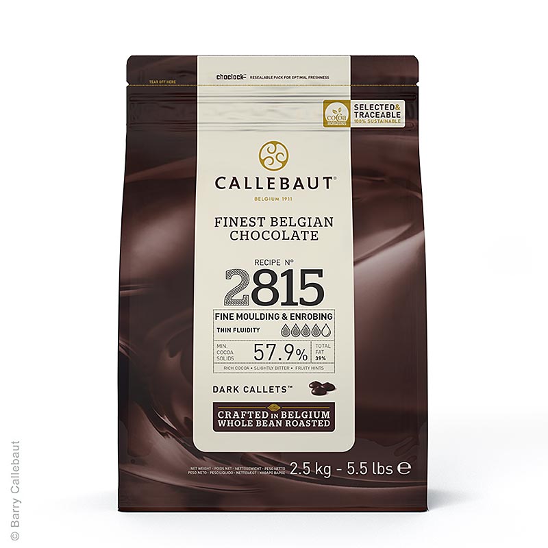 Callebaut moerk chokolade - Excellent, Callets, 57,9% kakao 2815 - 2,5 kg - taske