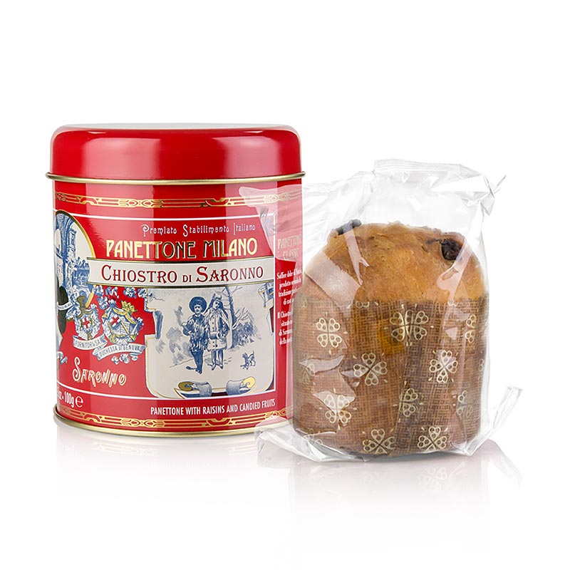 Kersttaart panettone - klassiek, metaalblik rood - 100 g - kan