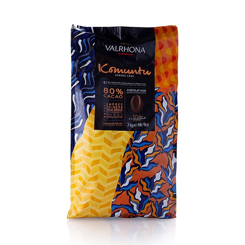 Valrhona Komuntu 80%, Callets, Bitter Couverture (48579) 100 års jubilæum - 3 kg - taske