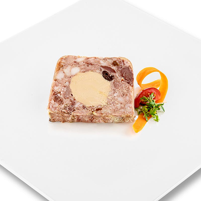 Terrine de pigeon aux cerises et foie gras de foie de canard (20%), Rougie - 1 kg - Pe-shell