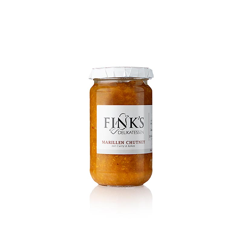 Chutney d`abricots, au curry et a la noix de coco Les delices de Fink - 220g - Verre