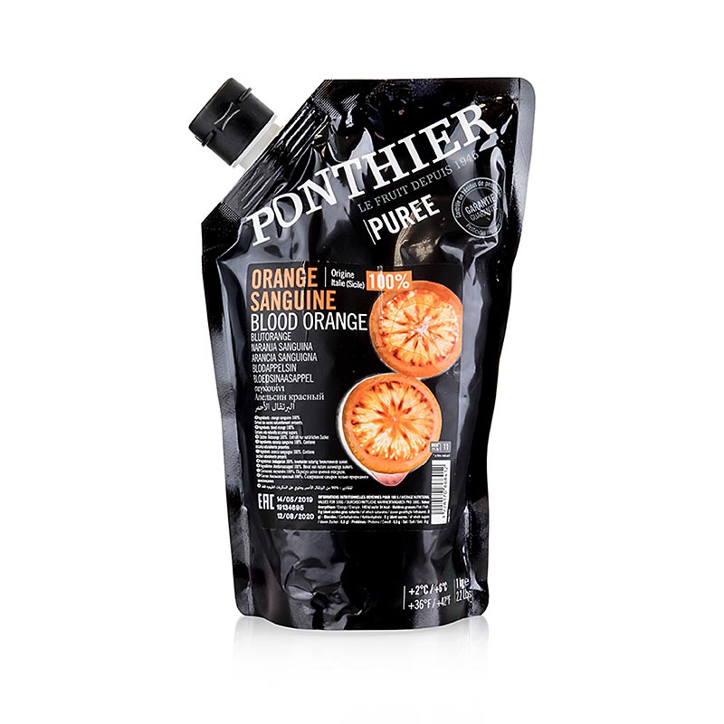 Puree d`orange sanguine, orange sanguine, 100% fruit, Ponthier - 1 kg - sac