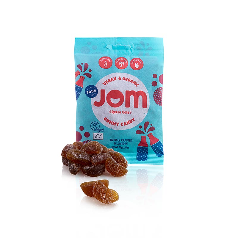 JOM - Sour Retro Cola Gummy Candy, vegetalien, biologique - 70g - sac