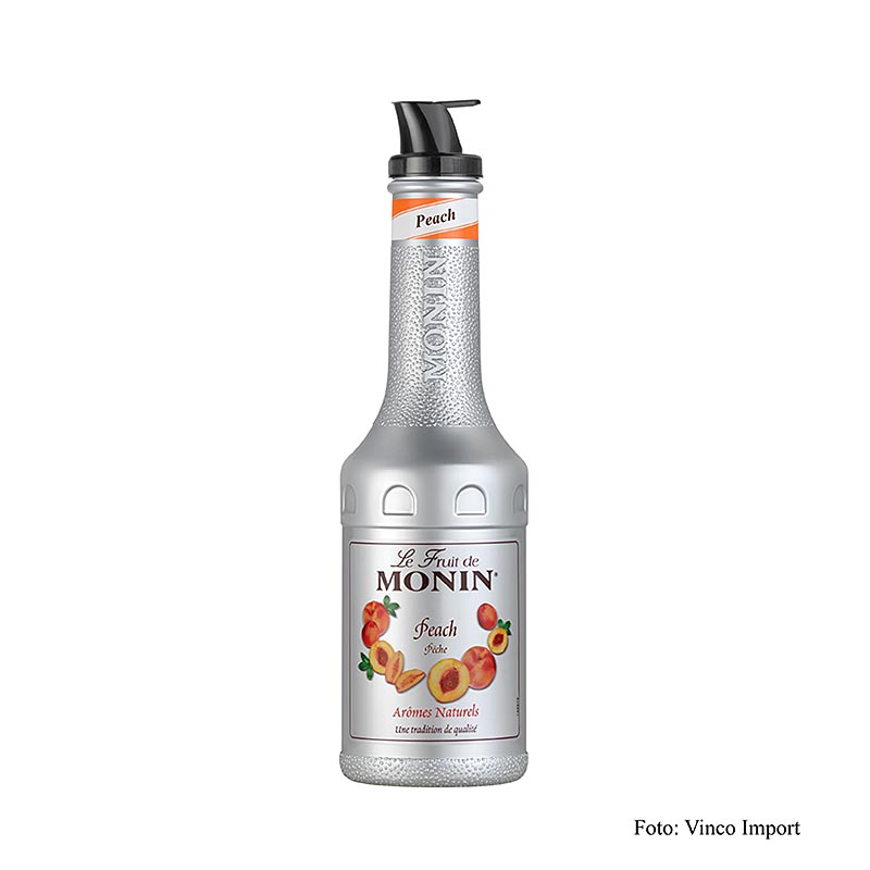 Melange de puree de fruits Monin - peche, avec verseur - 1 litre - Bouteille PE