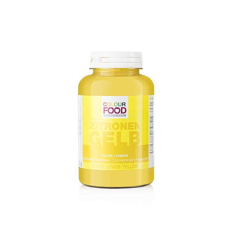 Colorant alimentaire BColors - jaune citron, poudre, liposoluble et hydrosoluble, vegetalien - 120g - PE peut