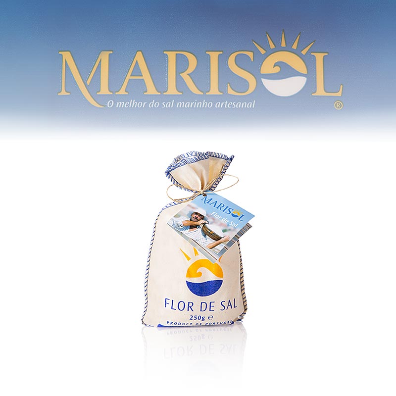 Marisol® Flor de Sal - La fleur de sel, dans un sachet en tissu, CERTIPLANET, BIO - 250 g - sac en tissu