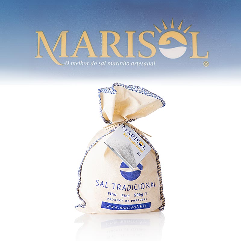 Marisol® Sal Sel marin traditionnel, fin, blanc, humide, CERTIPLANET, BIOLOGIQUE - 500g - sac en tissu