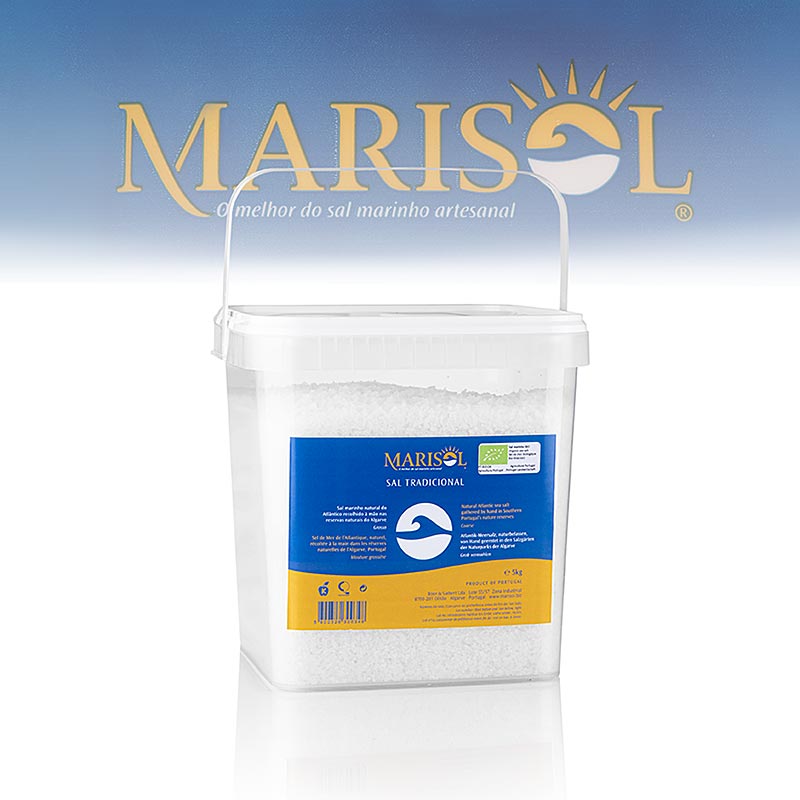 Marisol® Sal Sel marin traditionnel, grossier, blanc, humide, CERTIPLANET, BIOLOGIQUE - 5 kg - Seau PE