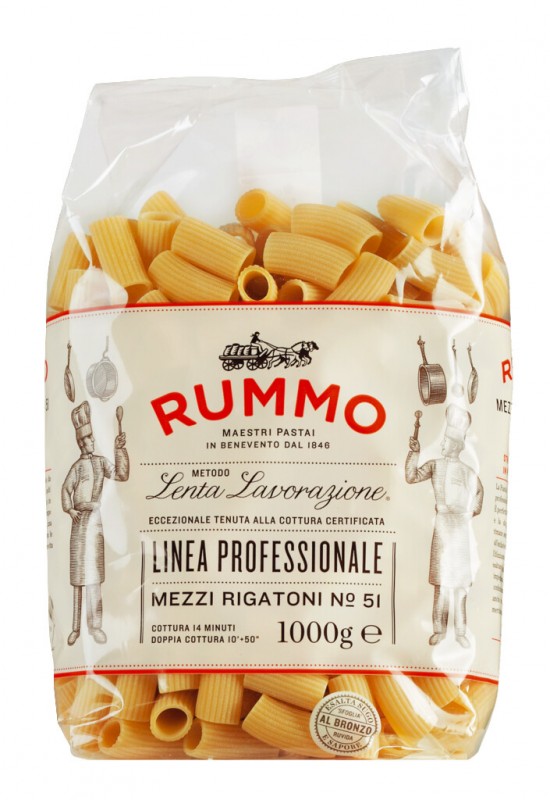 Mezzi rigatoni, Le Classiche, pates a la semoule de ble dur, rummo - 1 kg - paquet