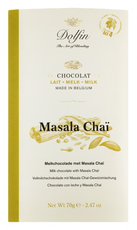 Tablette, lait masala chai, barre chocolatee, lait entier au masala, Dolfin - 70g - Tableau noir