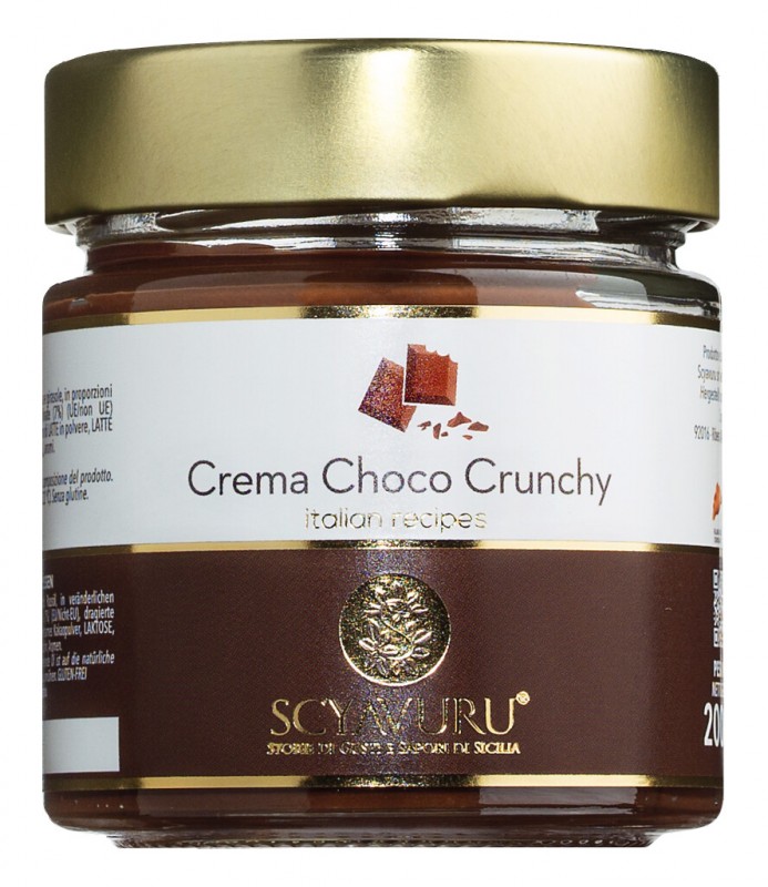 Crema Choco Crunchy, creme au chocolat sucree, croquante, Scyavuru - 200g - Verre