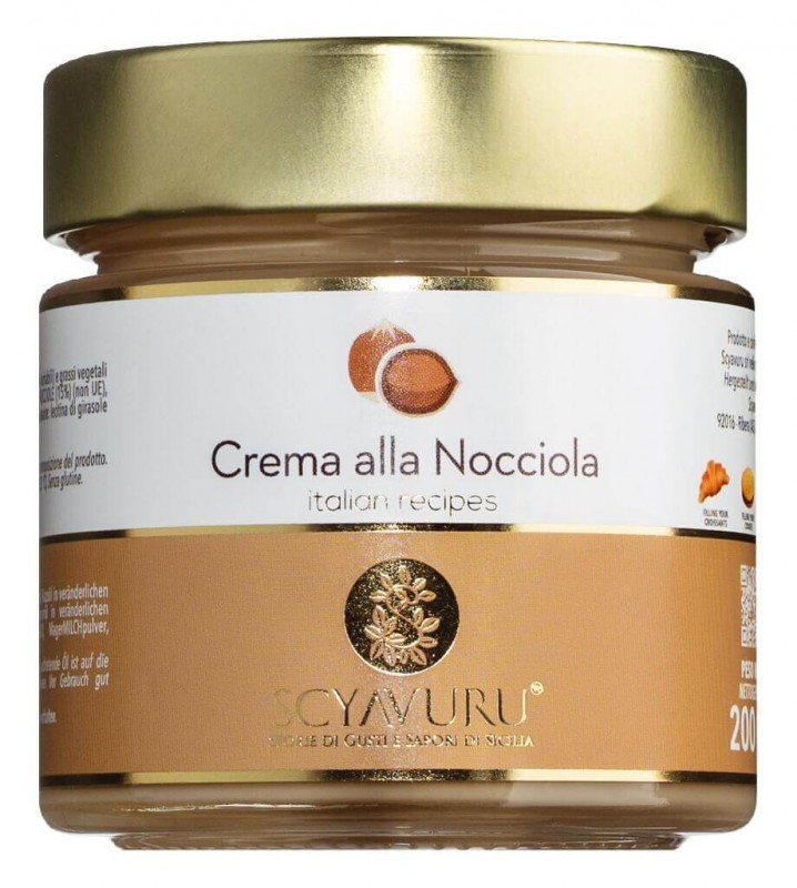 Creme sucree aux noisettes, Crema alla nocciola, Scyavuru - 200g - Verre