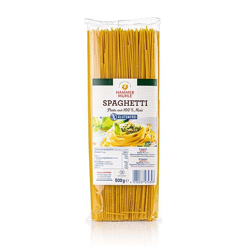 Hammermuhle - Spaghettis a base de mais, sans lactose et sans gluten - 500g - sac