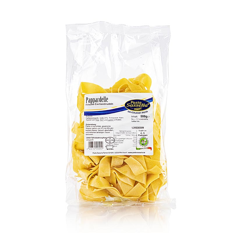 Pappardelle fraiche a l`oeuf, tagliatelles, 20mm, Pasta Sassella - 500g - sac