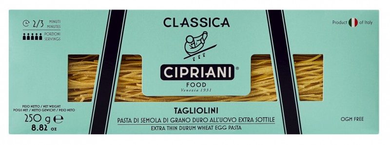 Tagliolini, nouilles aux oeufs, tagliolini, cipriani - 250g - paquet