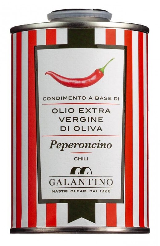 Olio extra vierge di oliva e peperoncino, huile d`olive extra vierge au piment, galantino - 250 ml - peut