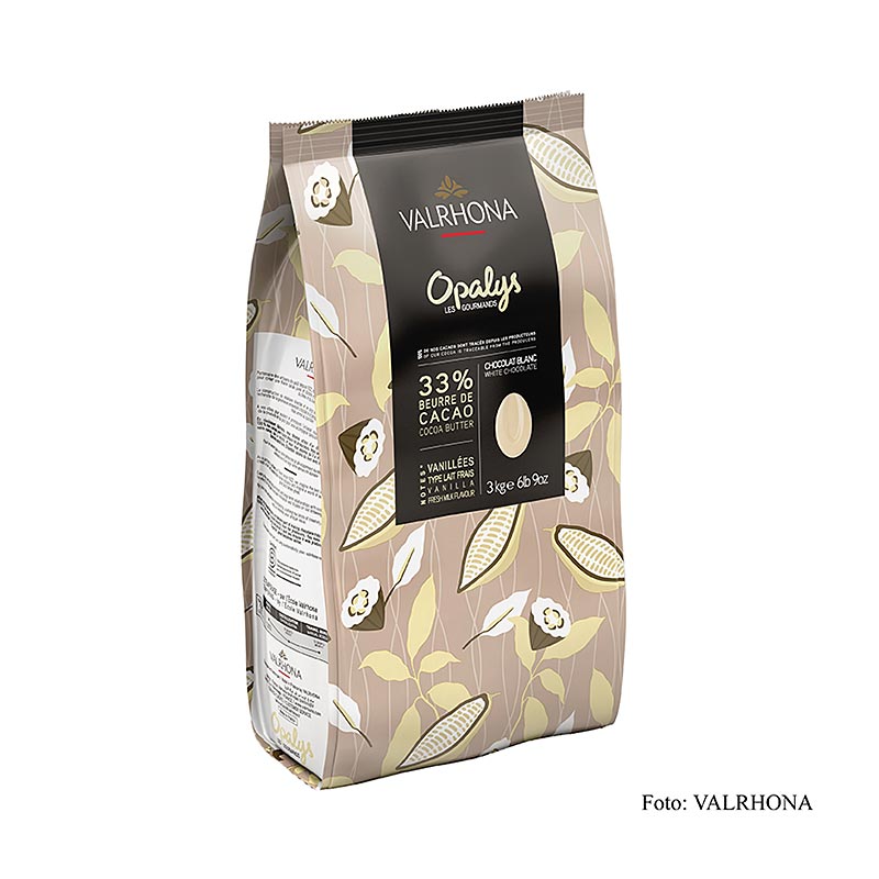 Valrhona Opalys, couverture blanche, callets, beurre de cacao 33% - 3kg - sac