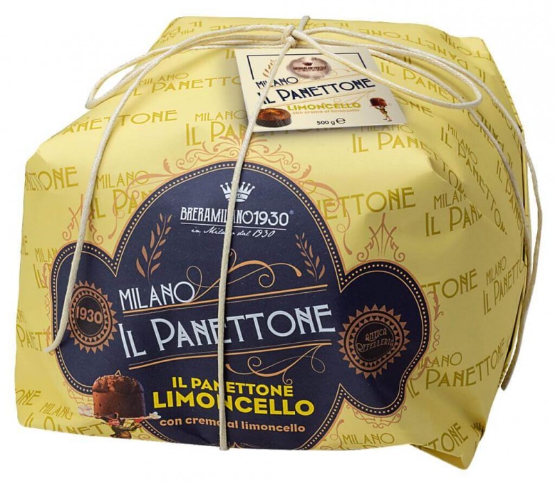 Panettone con Crema al Limoncello, Traditioneller Hefekuchen mit Limoncello-Creme, Breramilano 1930 - 500 g - Stück