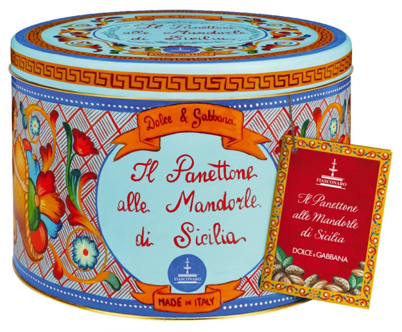 Il Panettone alle mandorle di Sicilia, Hefekuchen mit Mandeln, Fiasconaro - 1.000 g - Stück