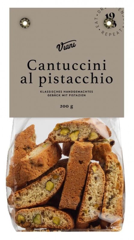 Cantuccini al pistacchio, Toscaanse pistachekoekjes, Viani - 200 gr - tas