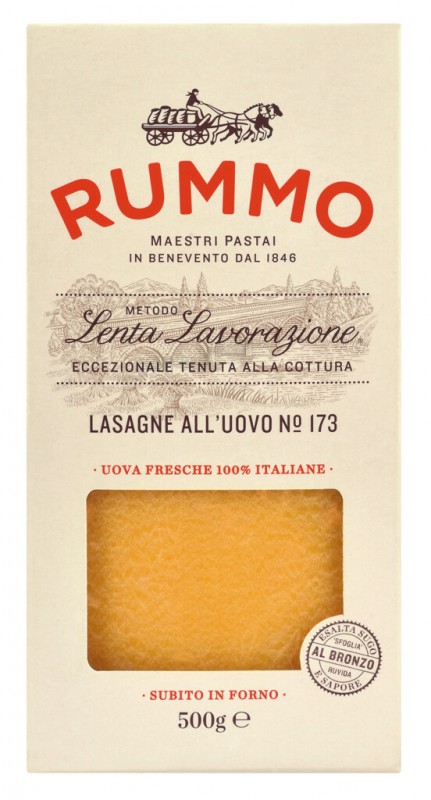 Lasagne all`uovo, æg pasta, rummo - 500 g - pakke