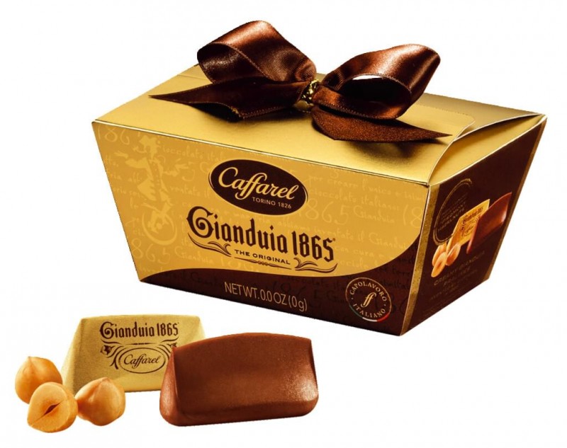 Gianduia minibakke med slØjfe, hasselnØddenougatpraliner, gavepakke, caffarel - 120 g - pakke