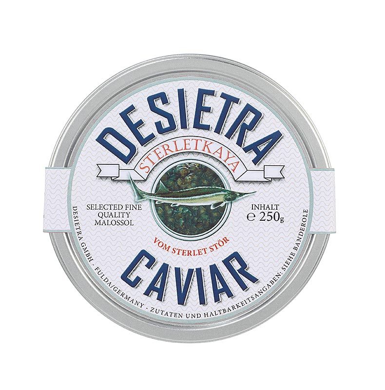 Caviar Desietra Sterletkaya de Sterlet Sturgeon, Aquicultura Alemanha - 250g - pode