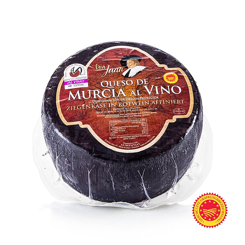 Murcia al Vino Queso DOP / DOP, queijo de cabra com casca de vinho tinto, Espanha - aproximadamente 2 kg - vacuo